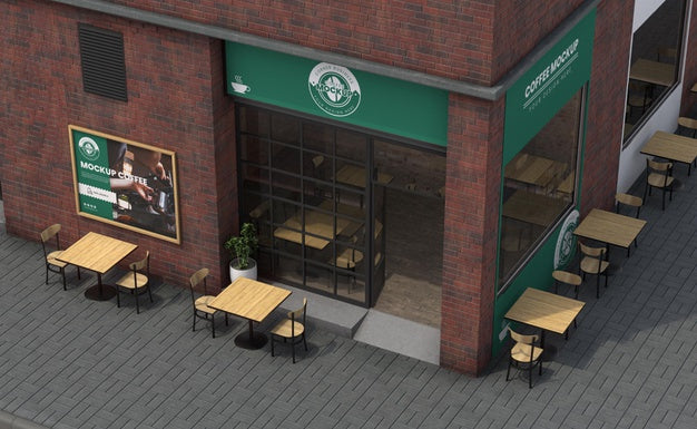 Corner Business Mock-Up For Coffee Shops Psd