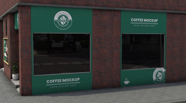 Corner Business Mock-Up For Coffee Shops Psd