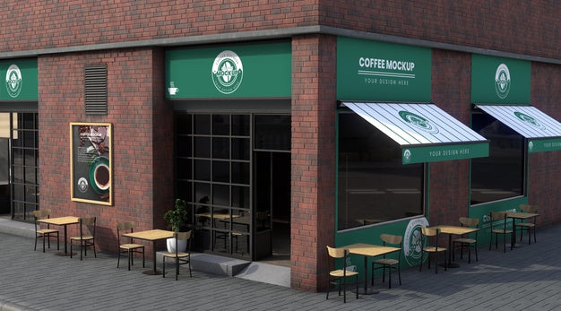 Corner Business Mock-Up For Coffee Shops Psd