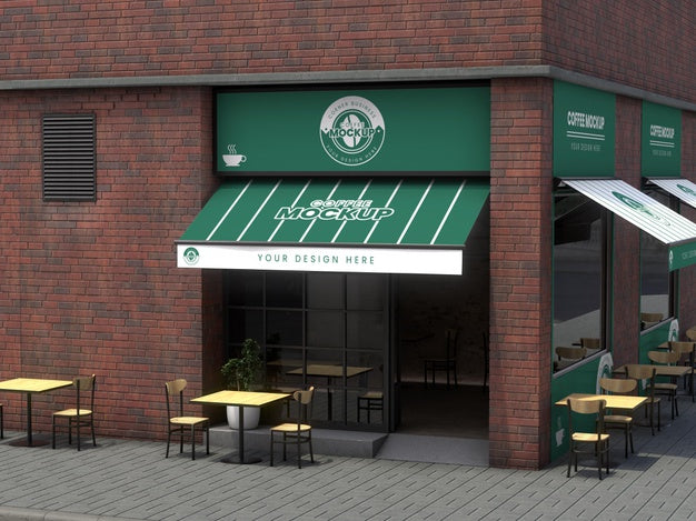 Corner Business Mock-Up For Coffee Shops Psd