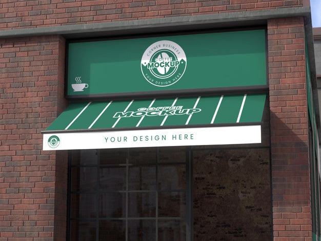 Corner Business Mock-Up For Coffee Shops Psd