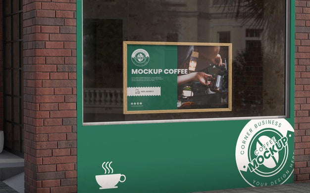 Corner Business Mock-Up For Coffee Shops Psd