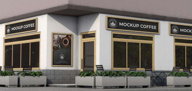 Corner Mock-Up Composition For Shop Outdoors Psd