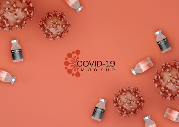 Coronavirus Flat Lay Mockup. Covid-19. Psd