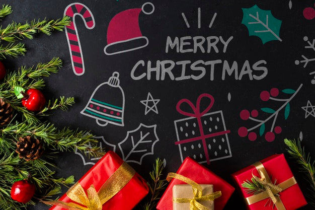 Coronet Branches On Table Beside Gifts Psd