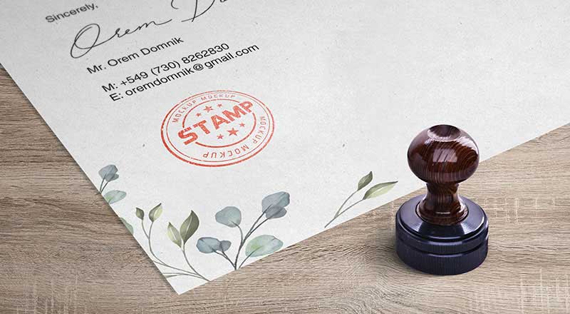 Corporate Round Stamp On Letterhead Mockup Psd
