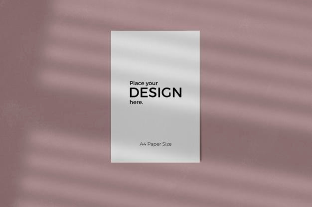 Corporate Sheet Mockup With Window Shadow Effect On Texture Pink Wall Psd