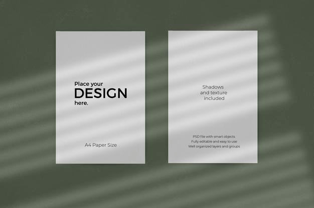 Corporate Sheets Mockup With Window Shadow Effect On Green Wall Psd