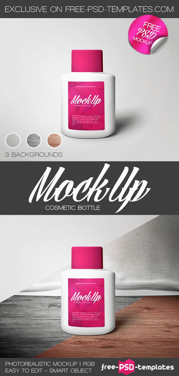 Cosmetic Bottle Mock-Up In Psd