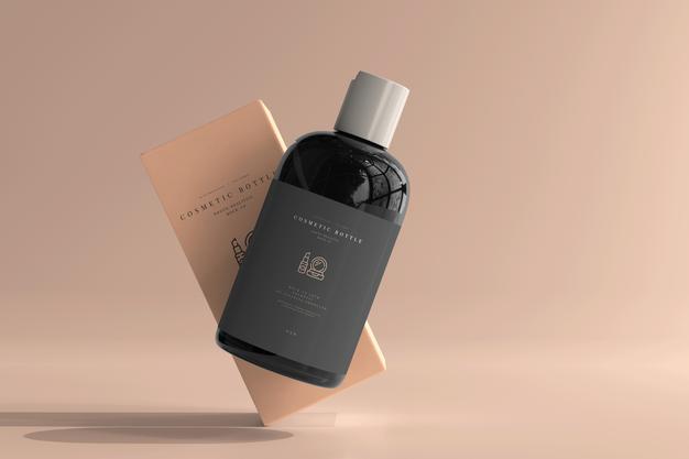 Cosmetic Bottle With Box Mockup Psd