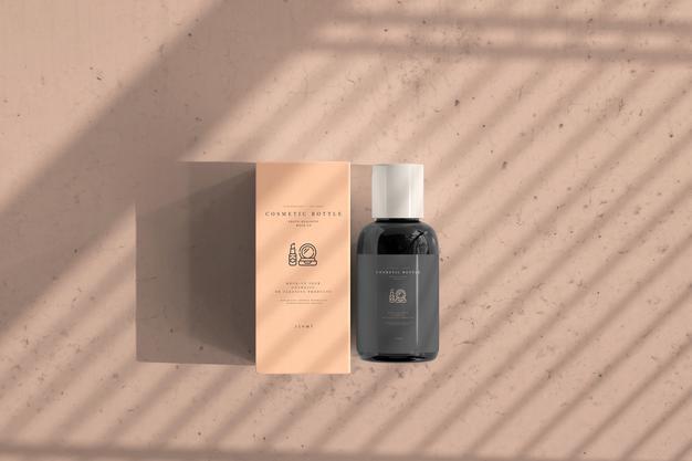Cosmetic Bottle With Box Mockup Psd
