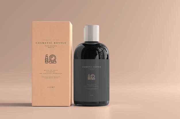 Cosmetic Bottle With Box Mockup Psd