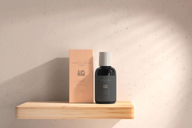 Cosmetic Bottle With Box Mockup Psd