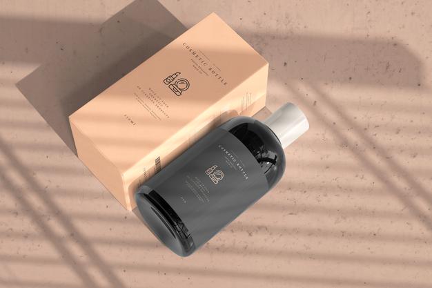 Cosmetic Bottle With Box Mockup Psd