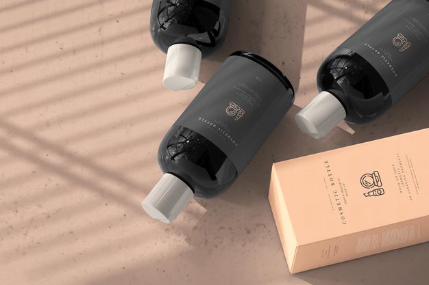 Cosmetic Bottle With Box Mockup Psd
