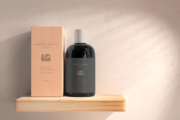 Cosmetic Bottle With Box Mockup Psd