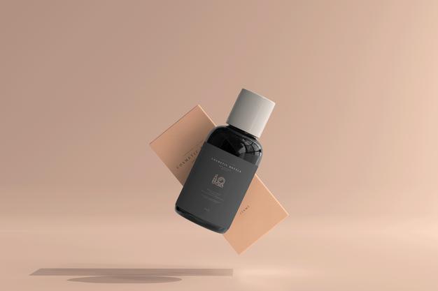 Cosmetic Bottle With Box Mockup Psd