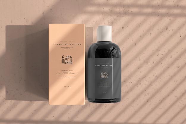 Cosmetic Bottle With Box Mockup Psd
