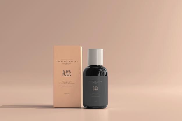 Cosmetic Bottle With Box Mockup Psd