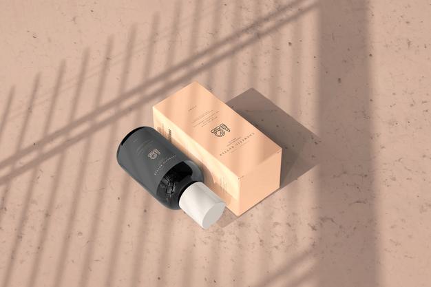 Cosmetic Bottle With Box Mockup Psd
