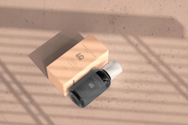 Cosmetic Bottle With Box Mockup Psd