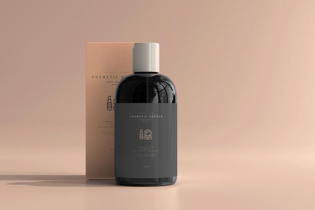 Cosmetic Bottle With Box Mockup Psd