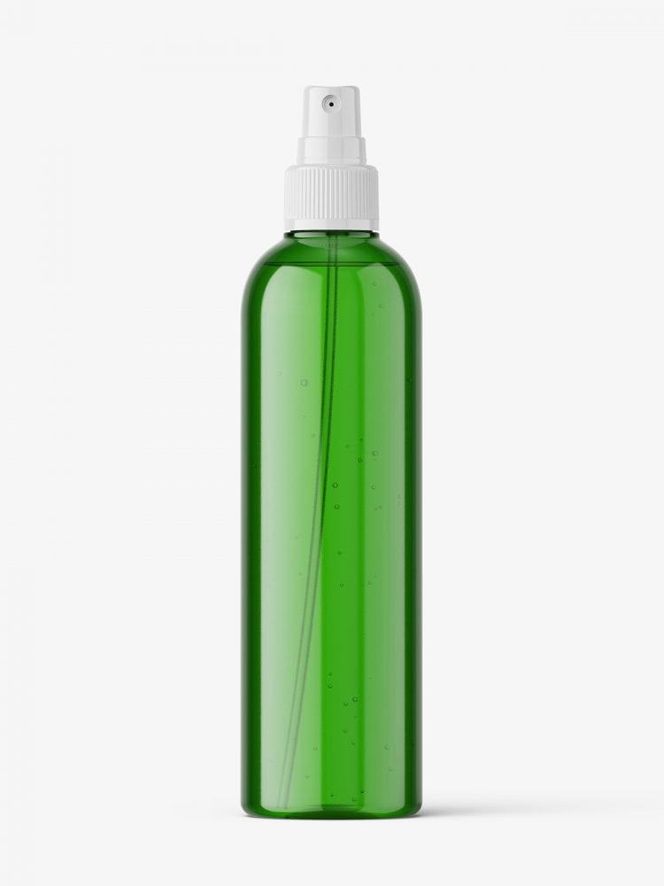 Cosmetic Bottle With Mist Spray Mockup / Green