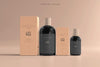 Cosmetic Bottles With Boxes Mockup Psd