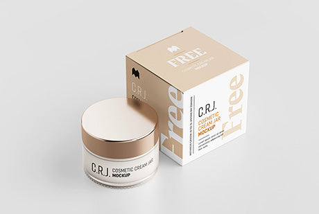 Cosmetic Box With Jar Mockup