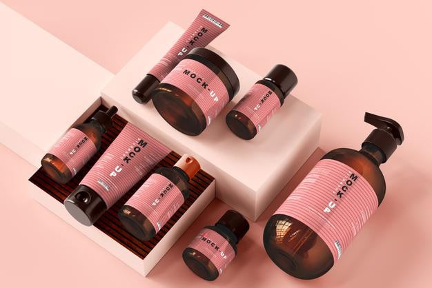 Cosmetic Branding Mockup Scene Psd