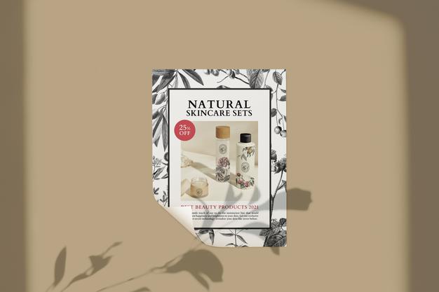 Cosmetic Business Poster Mockup In Luxurious Botanical Theme Psd