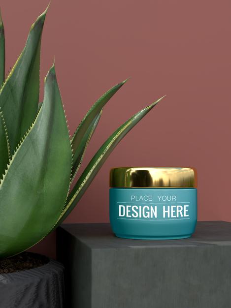 Cosmetic Container Mockup For Cream, Lotion, Serum, Skincare Blank Bottle Packaging Psd