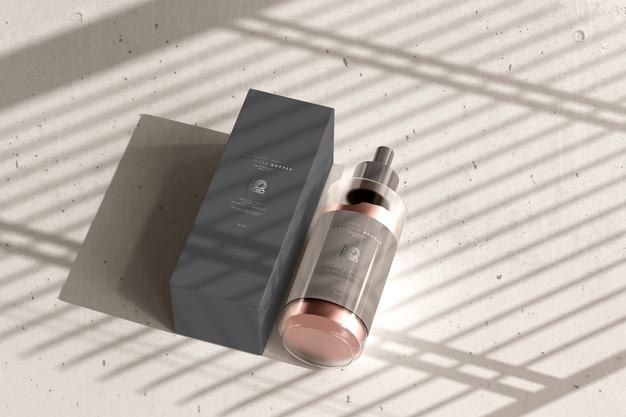 Cosmetic Cream Bottle With Box Mockup Psd
