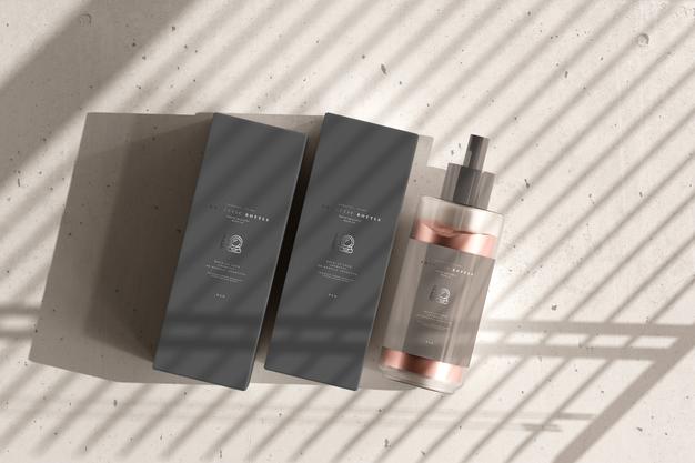 Cosmetic Cream Bottle With Box Mockup Psd