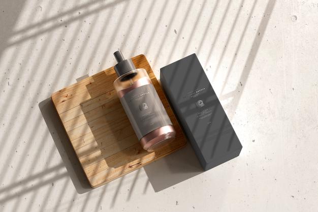Cosmetic Cream Bottle With Box Mockup Psd