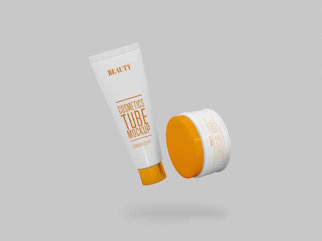 Cosmetic Cream Jar & Tube Mockup Psd