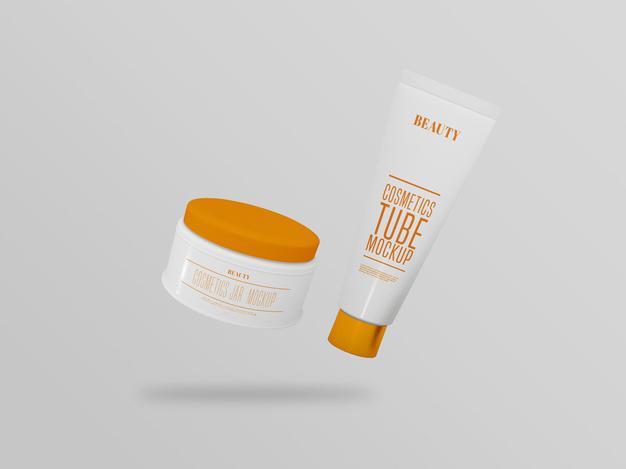 Cosmetic Cream Jar & Tube Mockup Psd