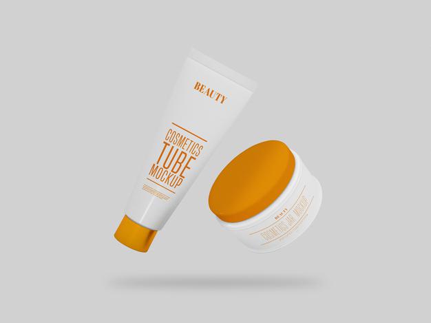 Cosmetic Cream Jar & Tube Mockup Psd