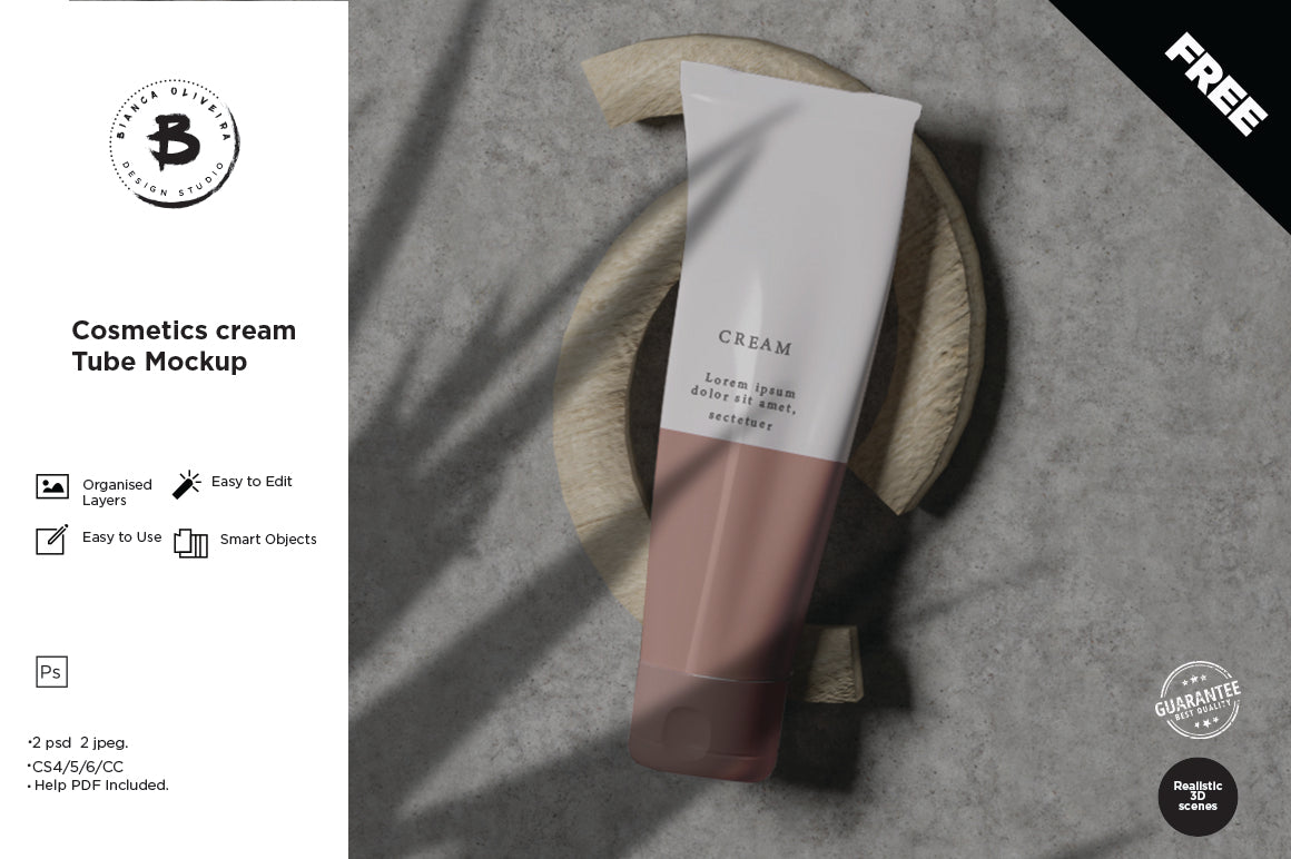 Cosmetic Cream Tube Mockup