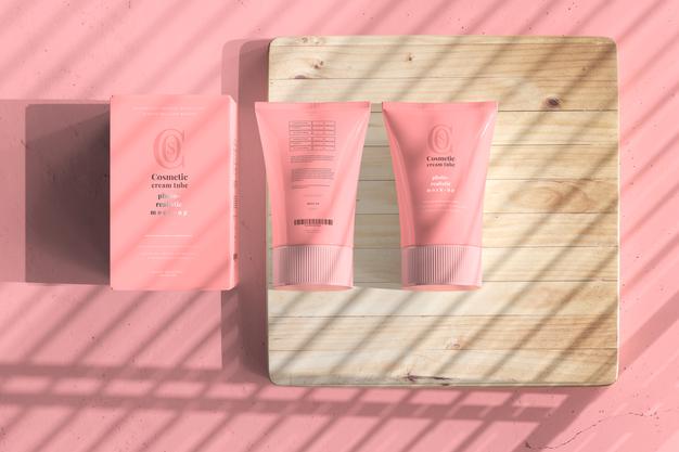 Cosmetic Cream Tube With Box Mockup Psd