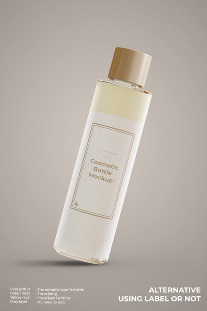 Cosmetic Glass Bottle Mockup Looks Front View Psd