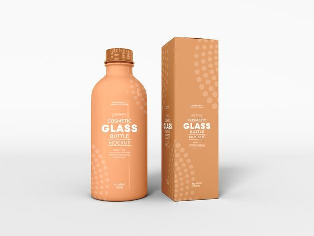 Cosmetic Glass Bottle Packaging Mockup Psd