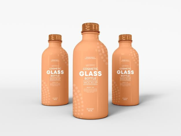 Cosmetic Glass Bottle Packaging Mockup Psd