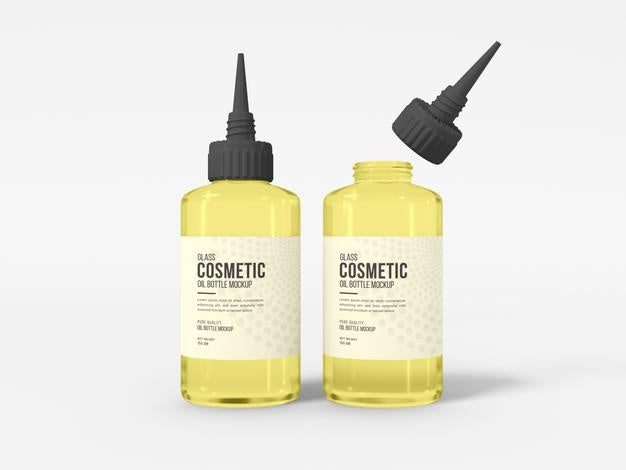 Cosmetic Glass Oil Bottle Mockup Psd