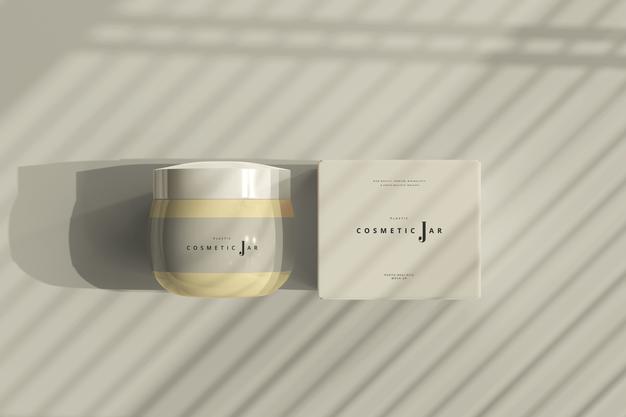 Cosmetic Jar And Box Mockup On Shadows Psd