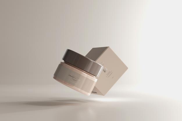 Cosmetic Jar And Box Mockup Psd