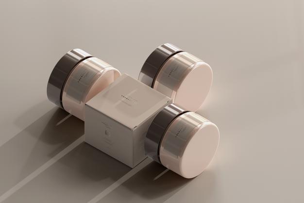 Cosmetic Jar And Box Mockup Psd