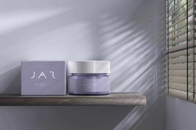 Cosmetic Jar And Box Mockup Psd