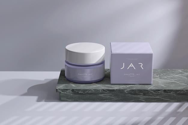 Cosmetic Jar And Box Mockup Psd