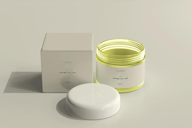 Cosmetic Jar And Box Mockup Psd